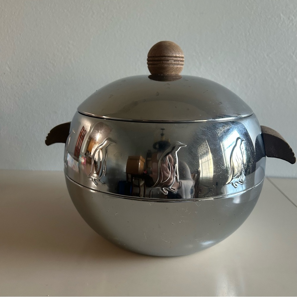 MidCentury Modern MCM Vintage West Bend Penguin Cold Server Ice Bucket Stainless - Picture 2 of 6